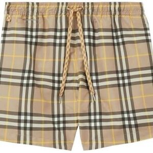 Burberry Beige Checkered Men's Athletic Shorts